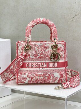 Medium Lady Dior Bag RED Toile